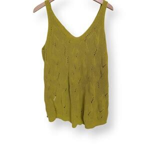 Ted Baker London Chartreuse Green Pointelle Knit V-Neck Tank Top Size 3 US 8 Med